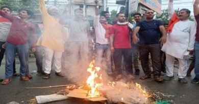 An effigy of terror burnt in protest against the murder of Kanhaiya Lal of Udaipur