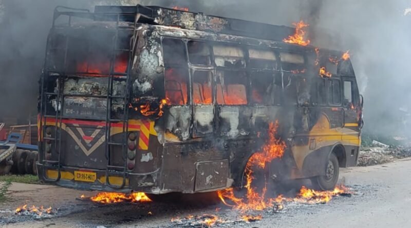 The fire broke out in the bus in Rath