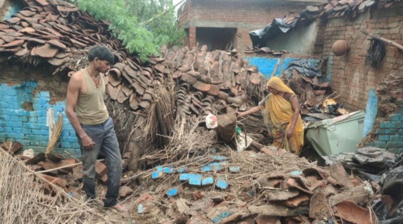 raw house collapsed in the rain