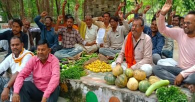 In Rath tehsil vegetable dealers demonstrated by keeping vegetables