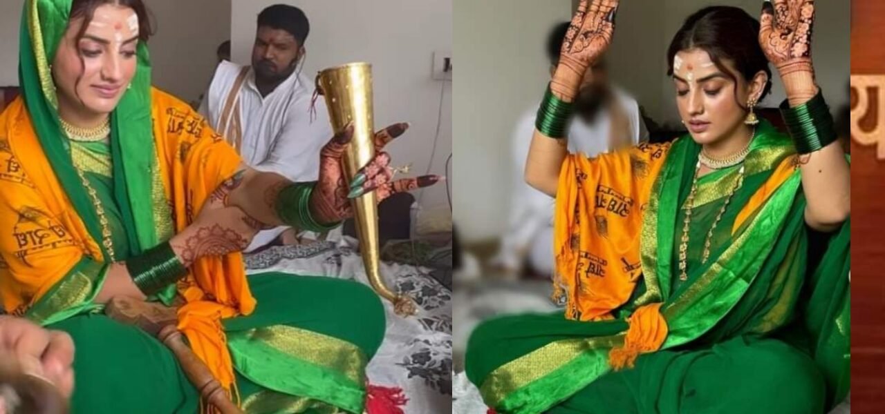 Bhojpuri film actress Akshara Singh immersed herself in the devotion of Bhole Baba in Sawan, photo of her performing Rudrabhishek went viral