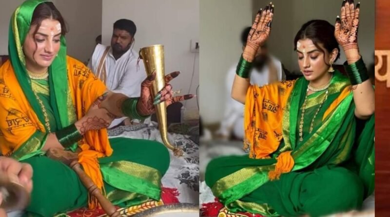 Bhojpuri film actress Akshara Singh immersed herself in the devotion of Bhole Baba in Sawan, photo of her performing Rudrabhishek went viral