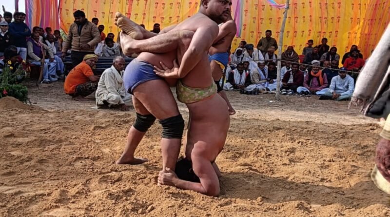 Wrestlers showed their skills in wrestling match and defeated each other