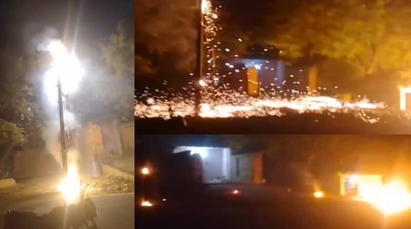 Viral video: Fireworks started from the transformer and then burning wires were spread on the road, video went viral