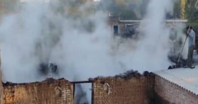 Due to the fire in the cattle shed, household items including straw were burnt, the cattle narrowly escaped