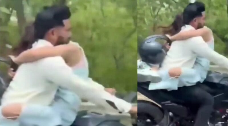 Couple romance on bike noida viral video fined